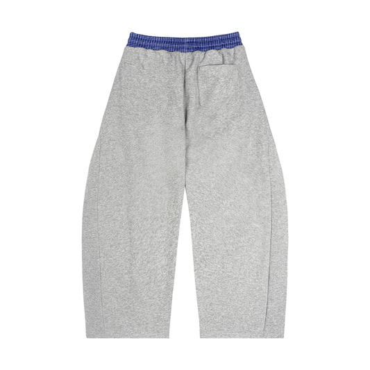 RIVTURO- Plaid Waistband Barrel Sweatpants