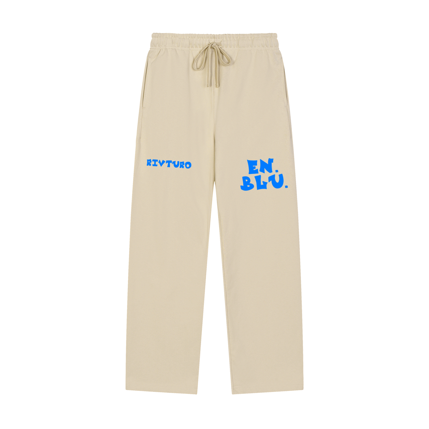 RIVTURO. EN. BLU- Solid Color Straight-Leg Sweatpants