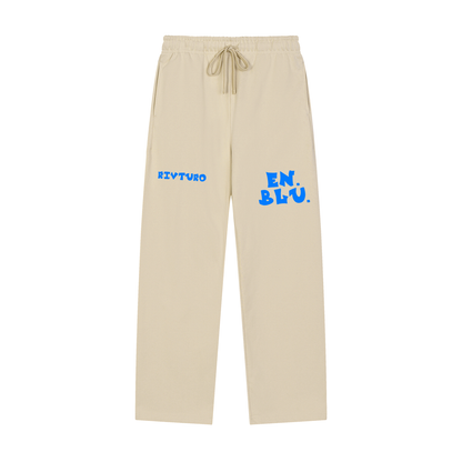 RIVTURO. EN. BLU- Solid Color Straight-Leg Sweatpants