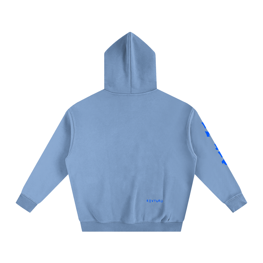 RIVTURO. EN. BLU.- Oversize Fleeced Hoodie