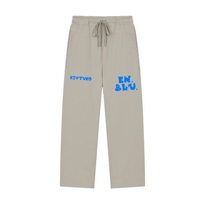 RIVTURO. EN. BLU- Solid Color Straight-Leg Sweatpants