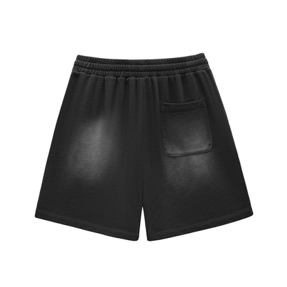 RIVTURO- Sun Fade Raw Edge Cotton Shorts