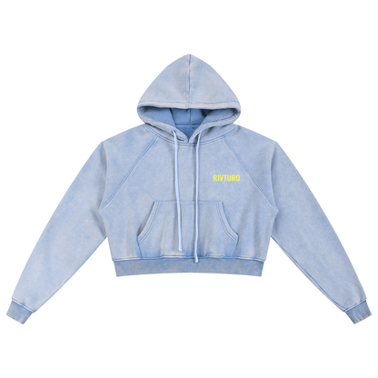 WOMENS. RIVTURO- Snow Washed Cropped Hoodie