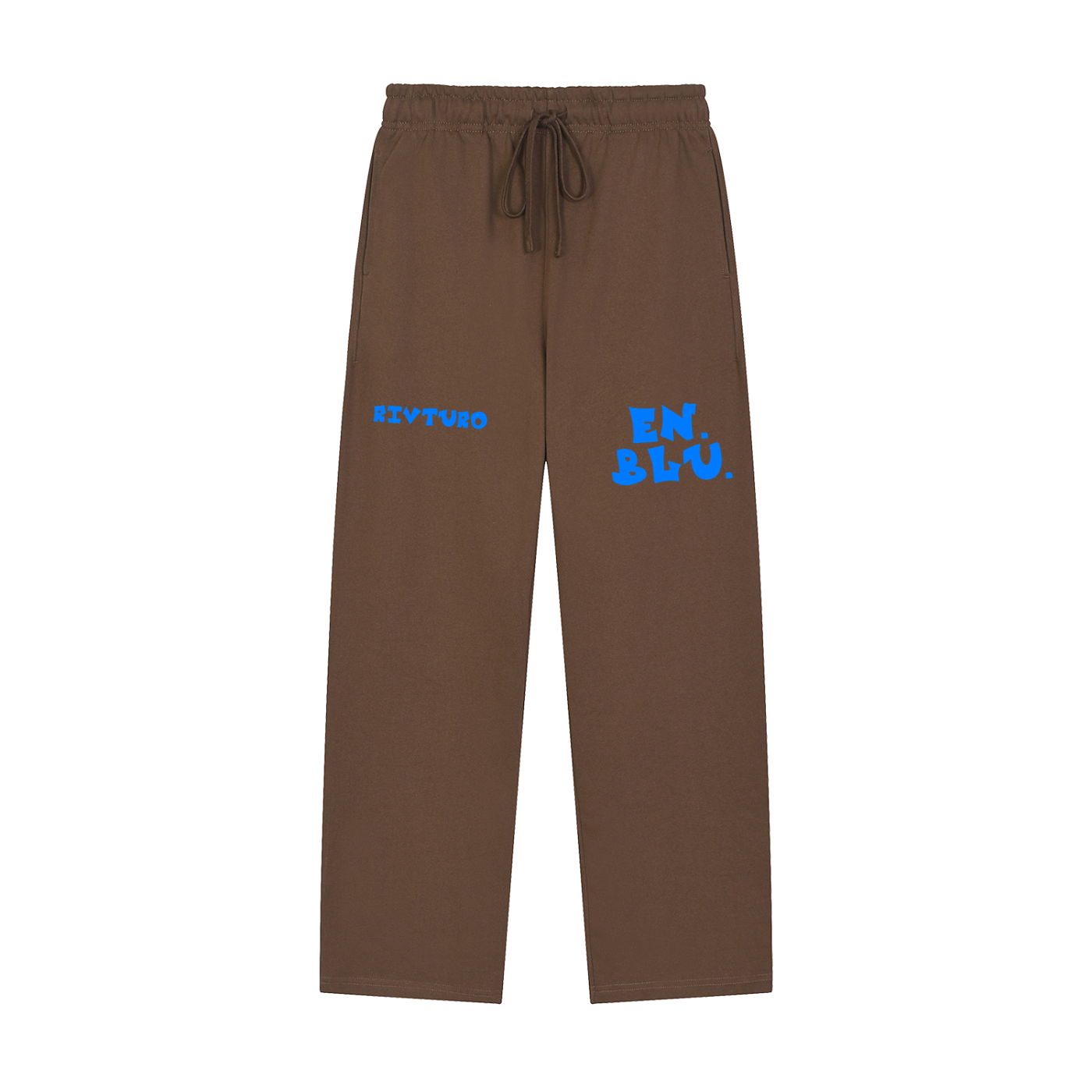 RIVTURO. EN. BLU- Solid Color Straight-Leg Sweatpants