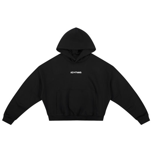 RIVTURO. EN. wite- Essential Boxy Darted Sleeve Hoodie