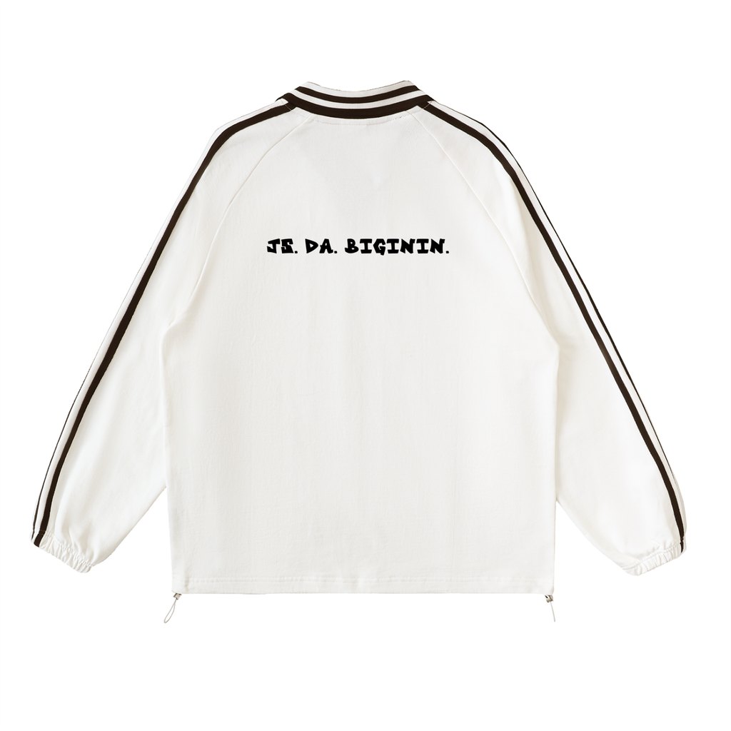 RIVTURO- Contrast Striped Lapel Collar Sweatshirt