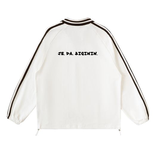 RIVTURO- Contrast Striped Lapel Collar Sweatshirt