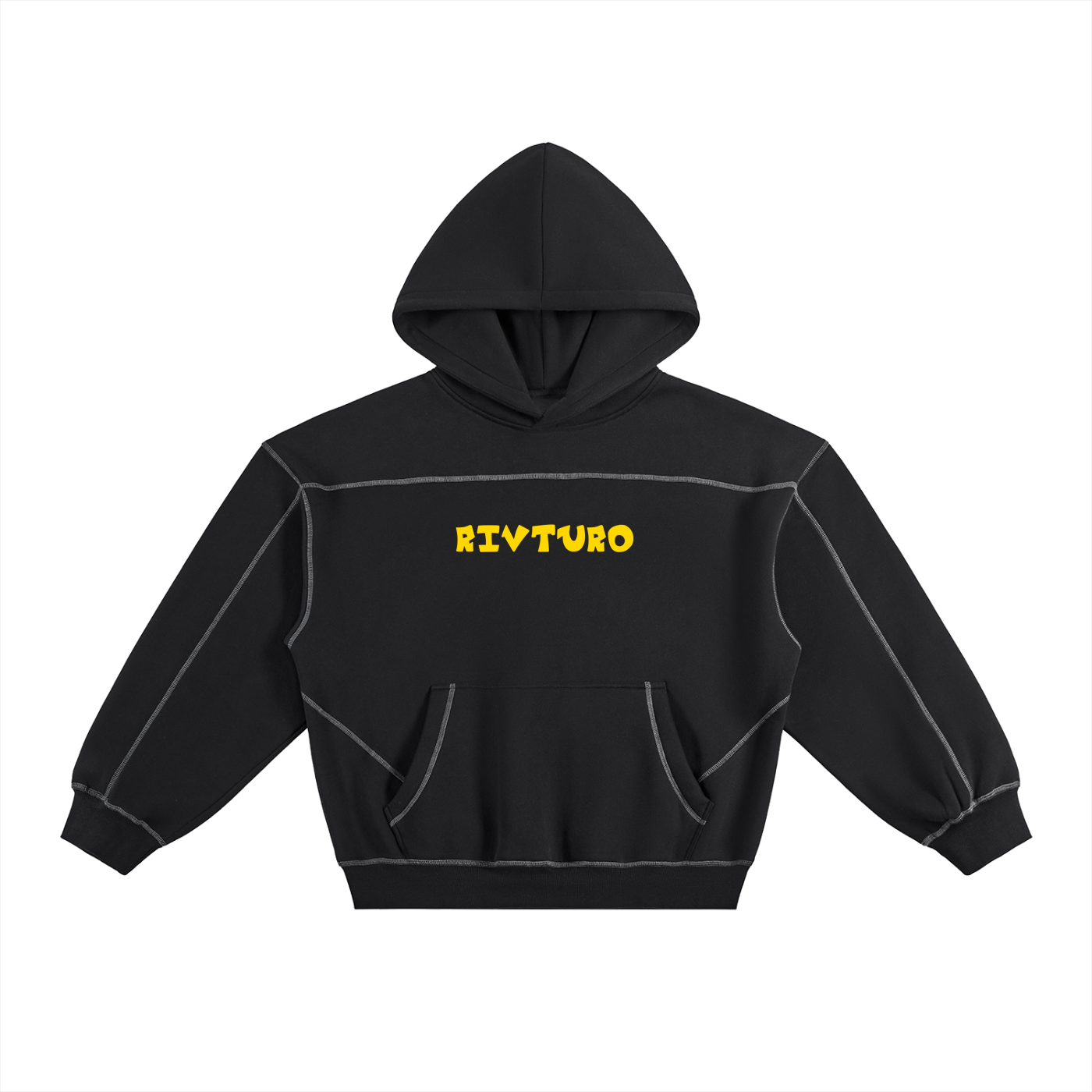 RIVTURO. SPECIAL. EDITION- Contrast-Stitched Boxy Fleece Hoodie