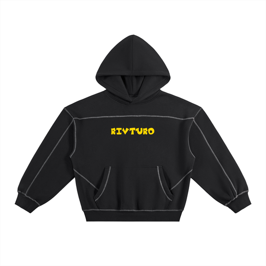 RIVTURO. SPECIAL. EDITION- Contrast-Stitched Boxy Fleece Hoodie