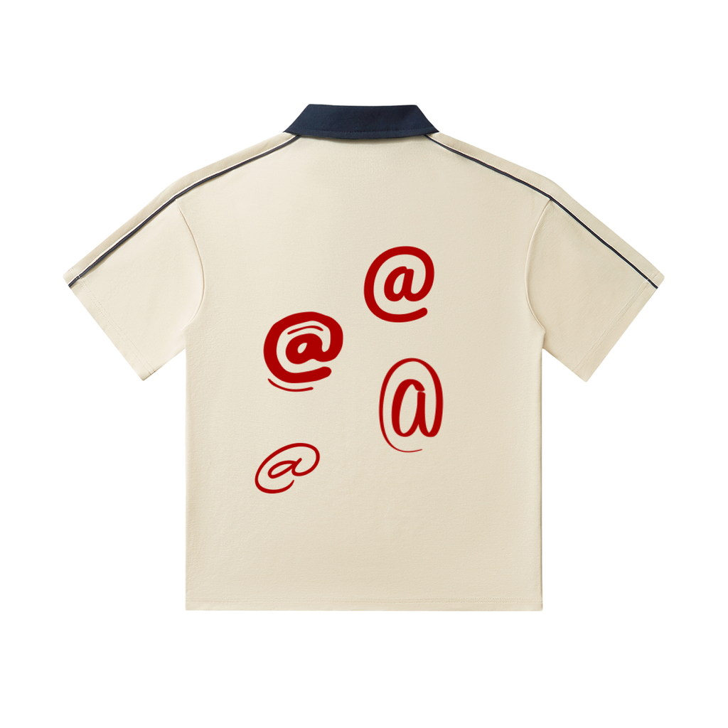 RIVTURO- Contrast Collar Short-Sleeve Polo Shirt
