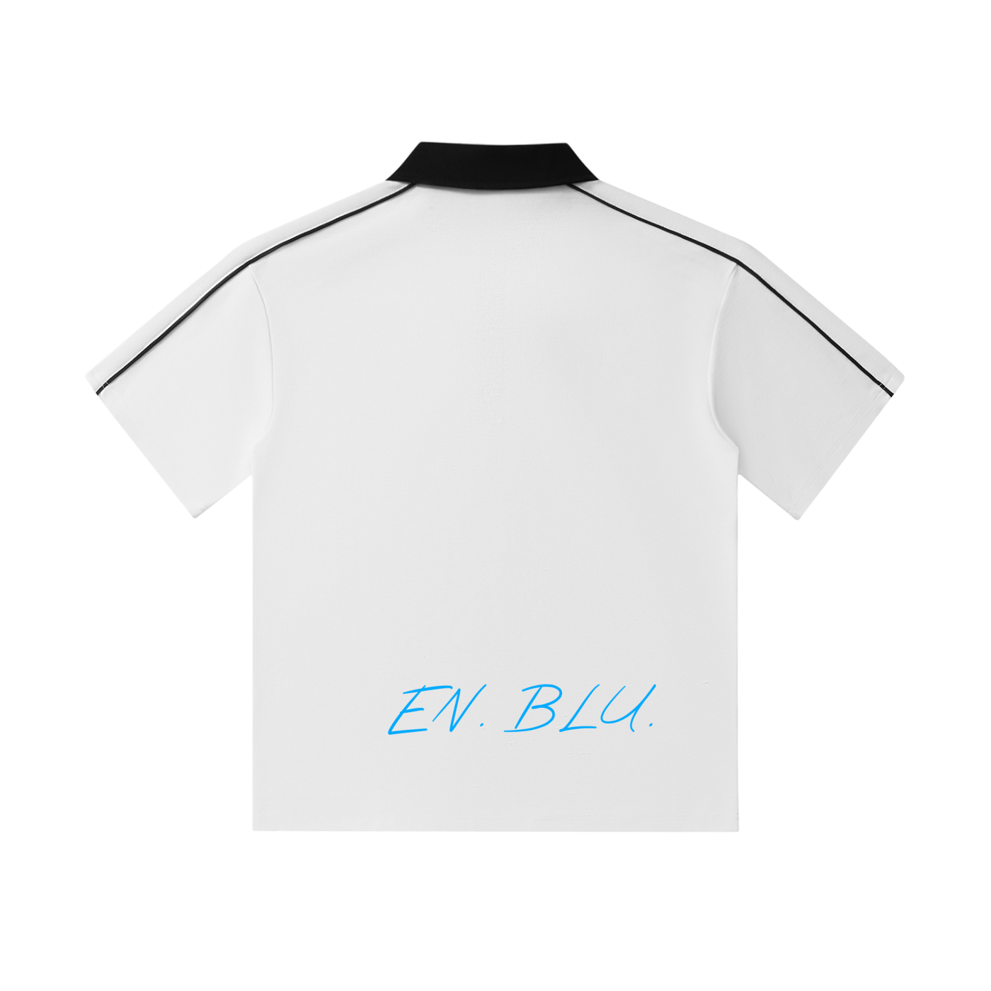 RIVTURO. EN BLU- Contrast Collar Short-Sleeve Polo Shirt