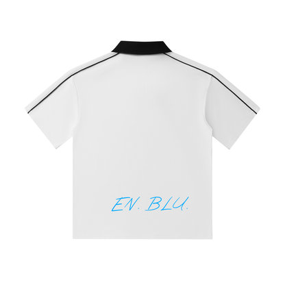 RIVTURO. EN BLU- Contrast Collar Short-Sleeve Polo Shirt