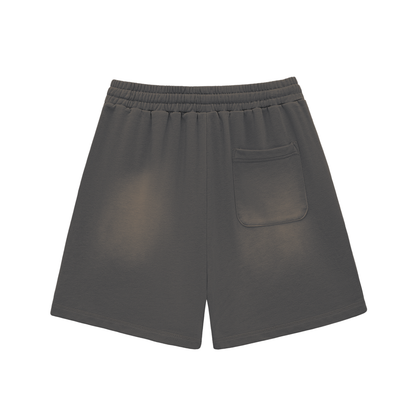 RIVTURO- Sun Fade Raw Edge Cotton Shorts