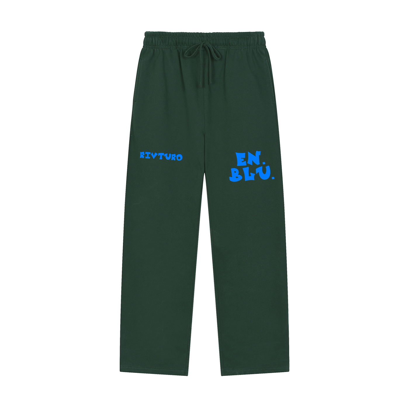 RIVTURO. EN. BLU- Solid Color Straight-Leg Sweatpants