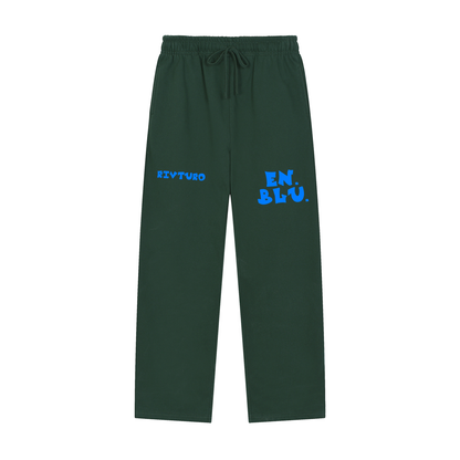 RIVTURO. EN. BLU- Solid Color Straight-Leg Sweatpants