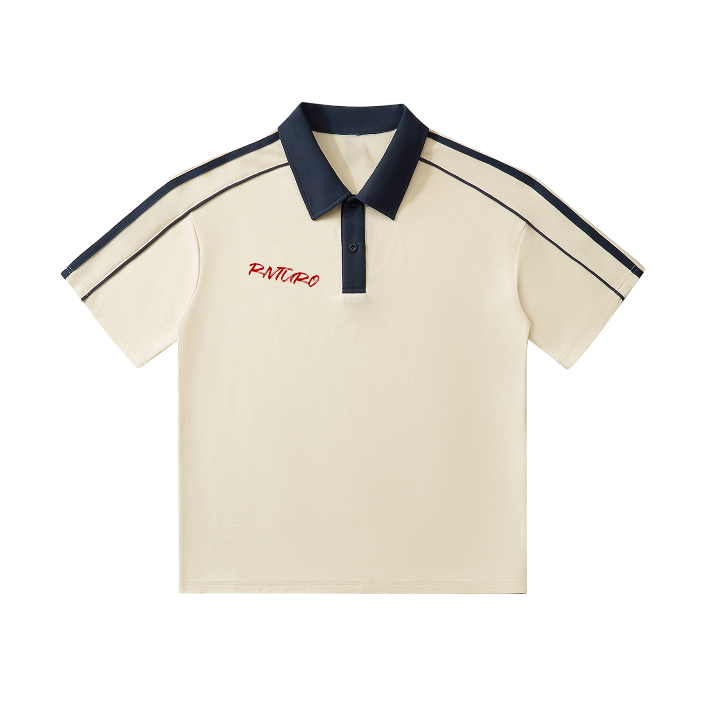 RIVTURO- Contrast Collar Short-Sleeve Polo Shirt