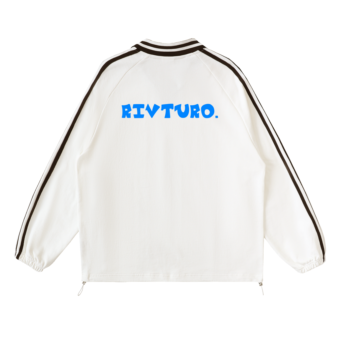 RIVTURO. EN. BLU- Contrast Striped Lapel Collar Sweatshirt