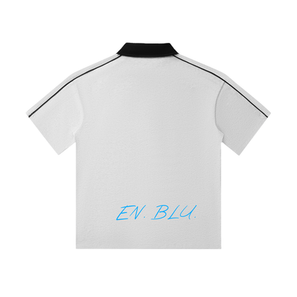 RIVTURO. EN BLU- Contrast Collar Short-Sleeve Polo Shirt