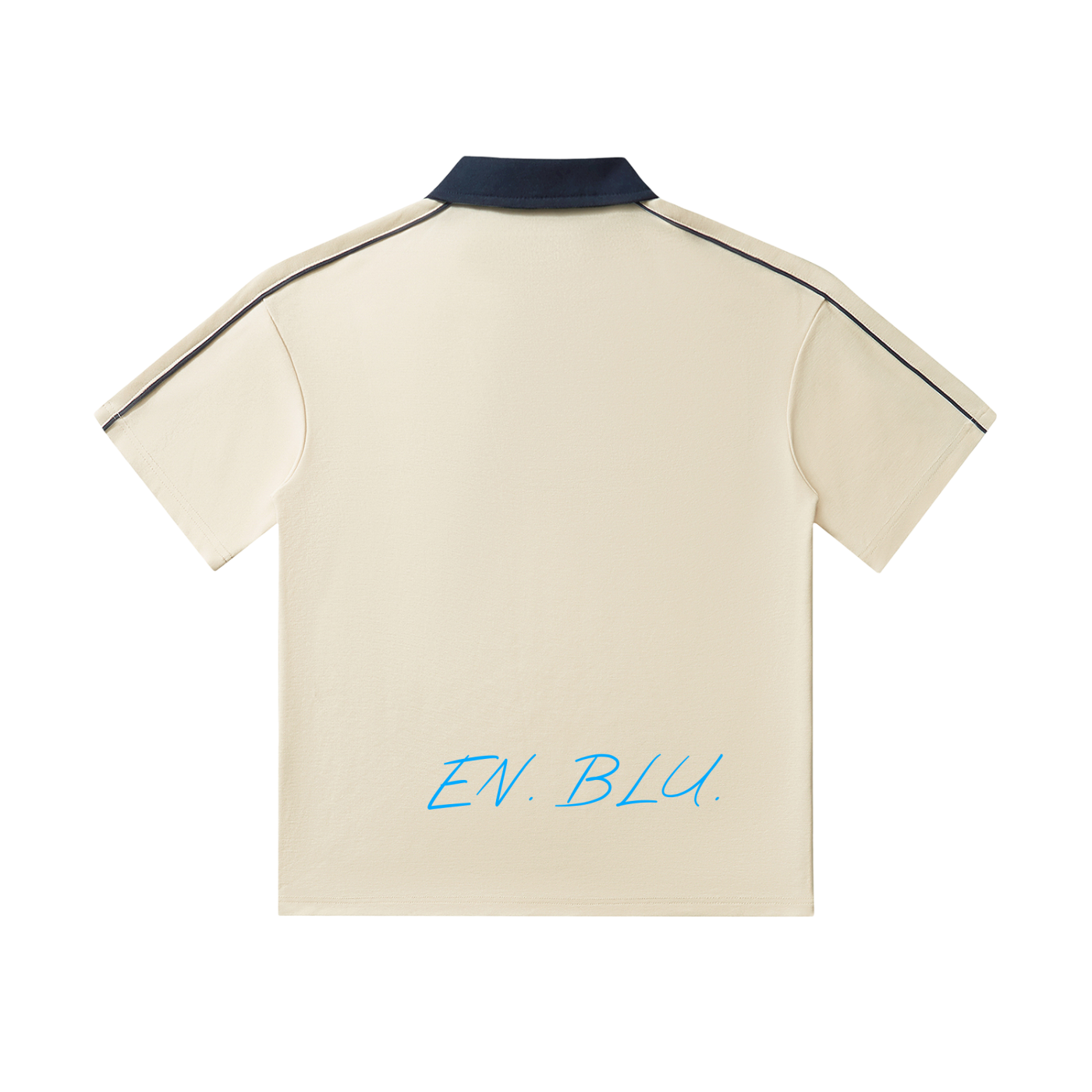 RIVTURO. EN BLU- Contrast Collar Short-Sleeve Polo Shirt