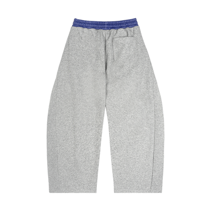 RIVTURO- Plaid Waistband Barrel Sweatpants