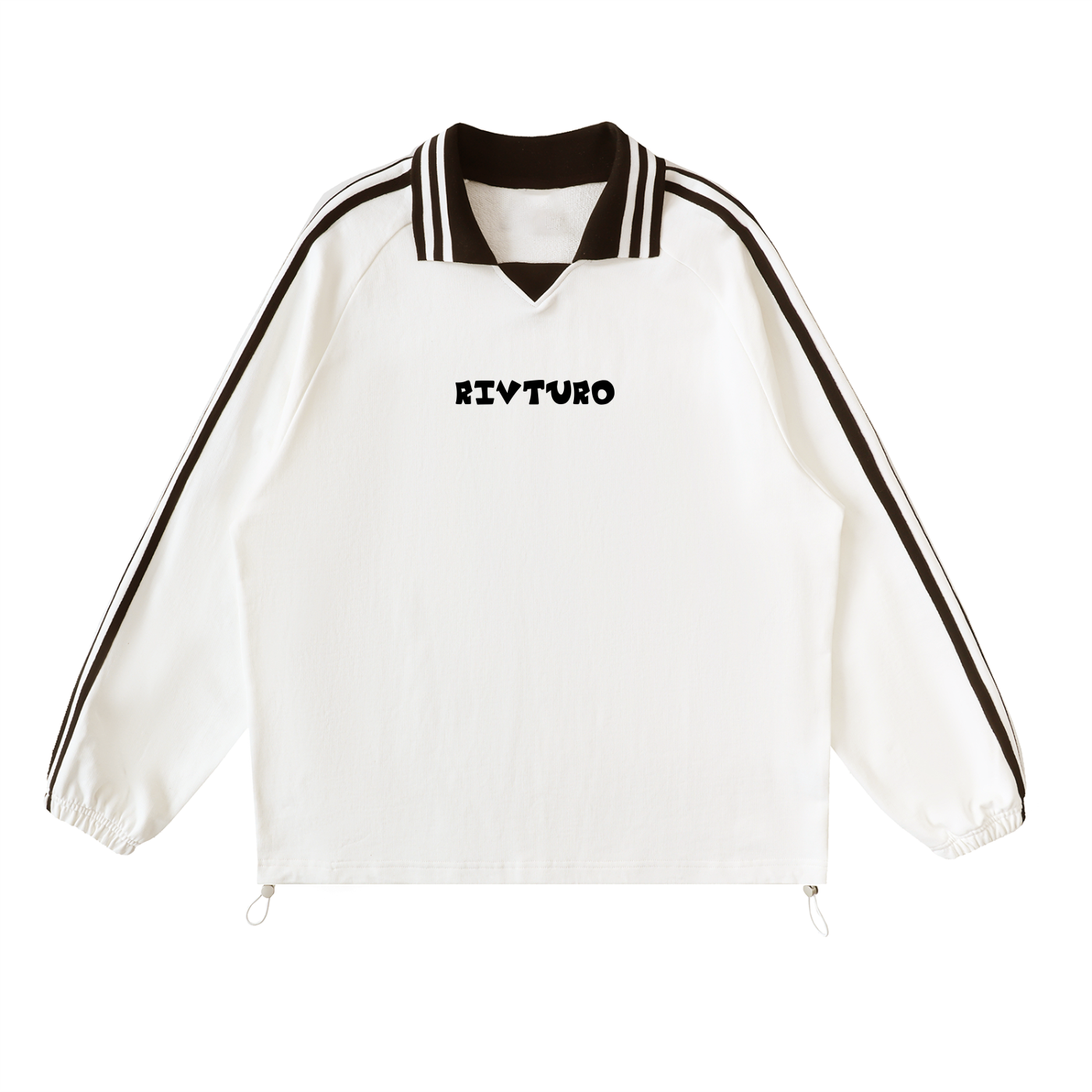 RIVTURO- Contrast Striped Lapel Collar Sweatshirt