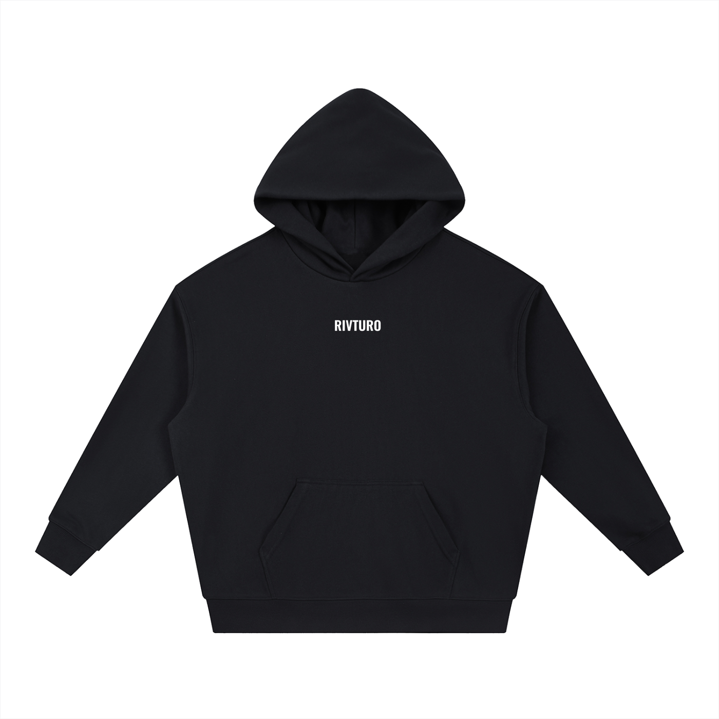 RIVTURO. EN. wite- Essential Boxy Heavyweight Drop-Shoulder Hoodie