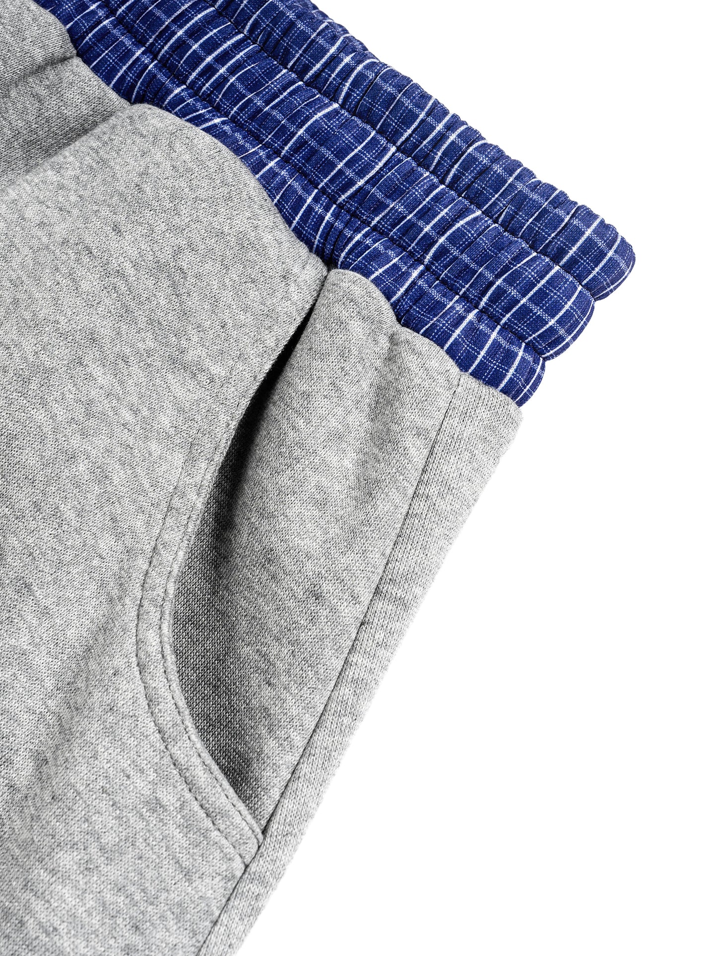 RIVTURO- Plaid Waistband Barrel Sweatpants