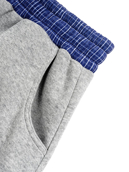 RIVTURO- Plaid Waistband Barrel Sweatpants
